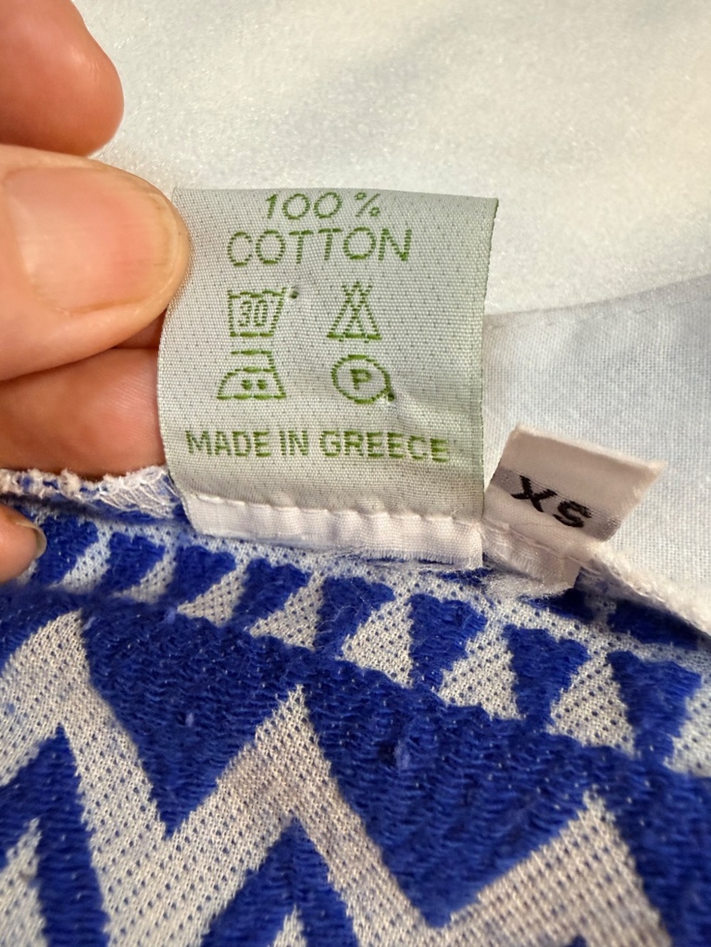 I.M.A Luxury Collection Blue White Cotton Tiered Dress XS Made in Greece - Picture 4 of 6